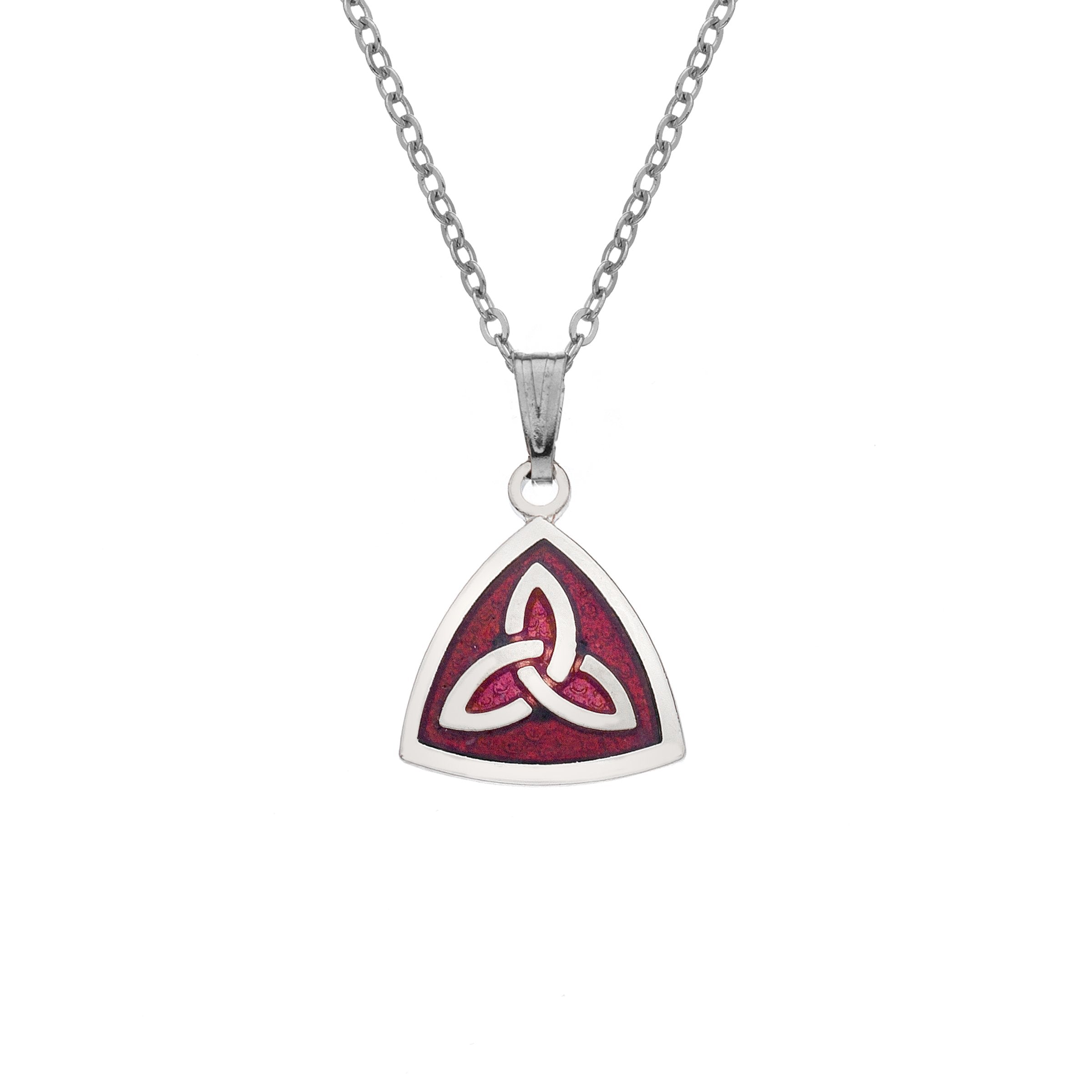 Red Triangular Trinity Knot Necklace
